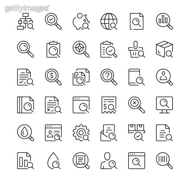 Search icons set. Vector line icons. Black outline stroke symbols 이미지 ...