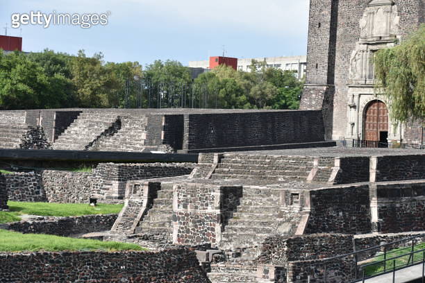 Aztec and Spanish Colonial Church in Plaza of Three Cultures, Mexico ...