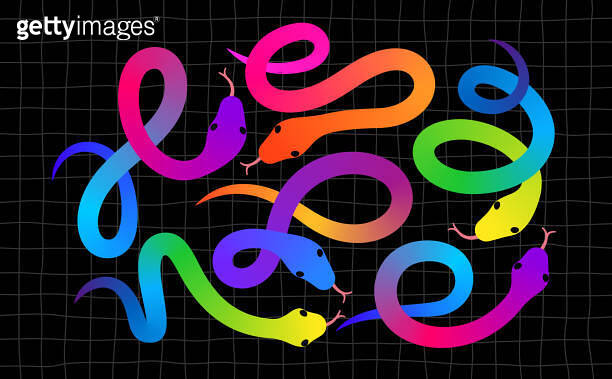 Abstract Snakes Shapes with Color Gradient. Vector 2025 New Year ...