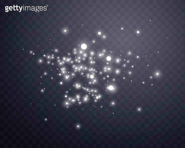 Silver magic sparks and dust stars. Glittering dots, particles ...