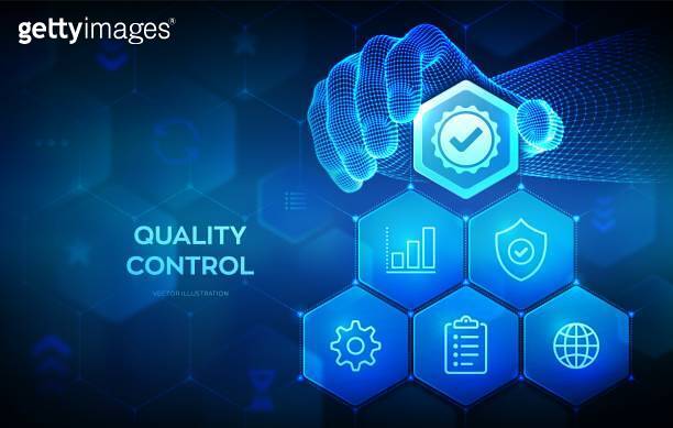 Quality control. Quality standards control assurance warranty. ISO ...