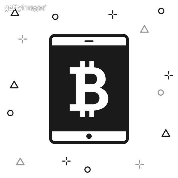 Tablet PC with Bitcoin sign. Icon on white background 이미지 (2159635405 ...