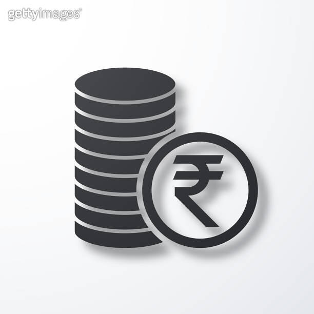 Indian rupee coins stack. Icon with shadow on white background 이미지 ...
