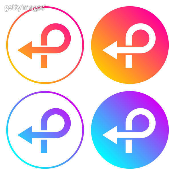 Changing Direction Icon Arrow turning and changing direction. Round icons with color gradients ...