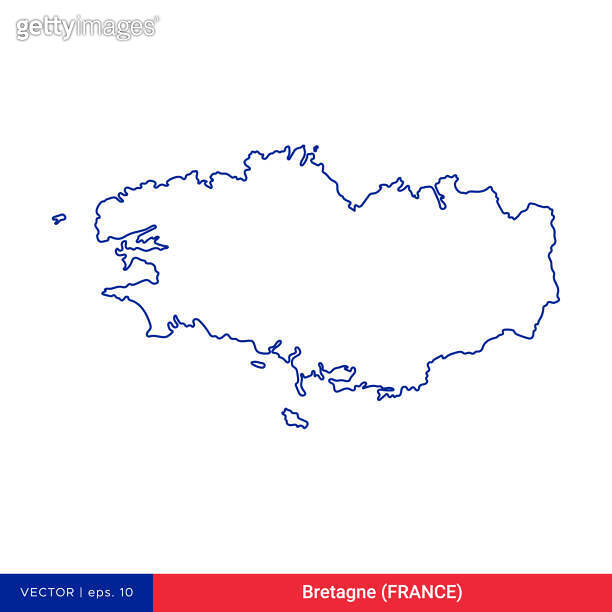 Outline Map of Brittany (Bretagne) - Region of France Vector ...