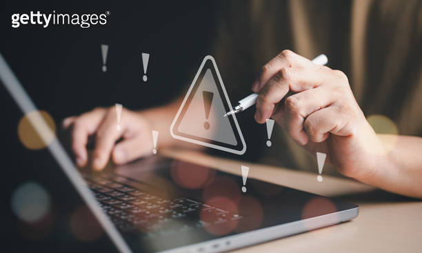 System alert warning symbol for malicious software, threat, virus ...
