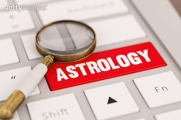 Astrology Button on Computer Keyboard with a Magnifying Glass 이미지 ...