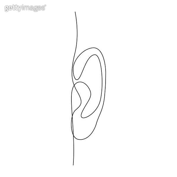 Ear Line Drawing Flash Human ear continuous line drawing. World deaf day simple one single ...
