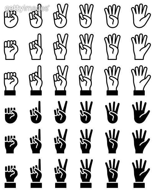 Vector illustration set of hand signs counting numbers with fingers 이미지 ...