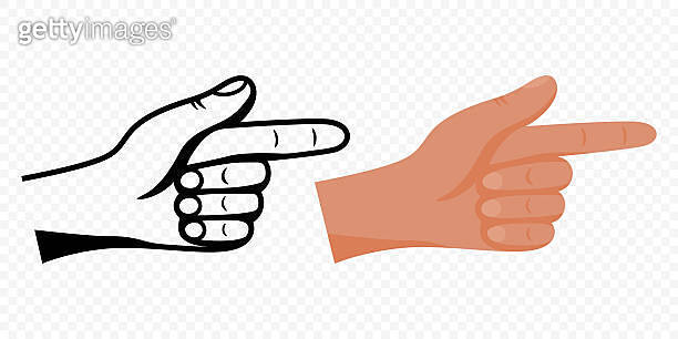 Hand Pointing Right Vector Icon in Color and Outline. Index Finger ...